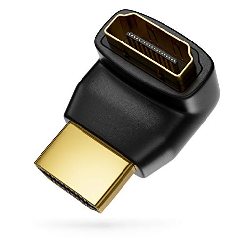 deleyCON HDMI Adaptador de Ángulo de 90° 2 Piezas en Juego - HDMI Tipo A Enchufe y Toma - 4K Ultra HD UHD 3D Full HD 1080p HDR ARC Highspeed con Ethernet