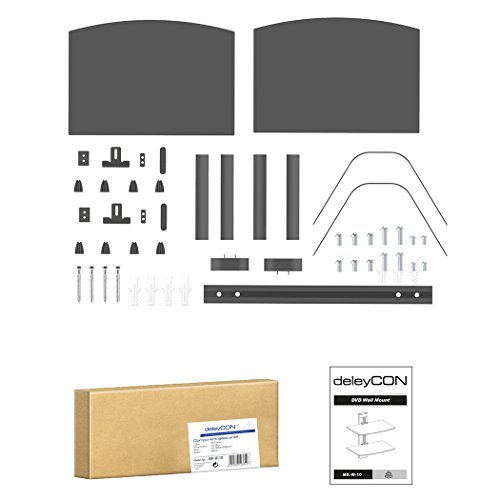 deleyCON Multimedia Wall Shelf Estantería de Vidrio para DVD Reproductor Blu-Ray Receptor Hi-Fi Consolas de Juego Soporte de pared 2x Vidrio de Seguridad