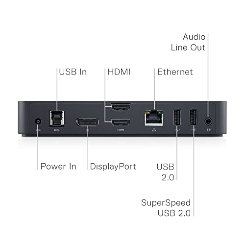 Dell 452-BBOT - Base de conexión (USB 3.0, USB A, USB B, 10, 100, 1000 Mbit/s, 1000BASE-T, 1000BASE-TX, 100BASE-T, 100BASE-TX, 10BASE-T), color negro