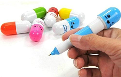 Demarkt 6 x Mini Retractable Bolígrafo de punta de bola en forma de Cápsula(Random Color)