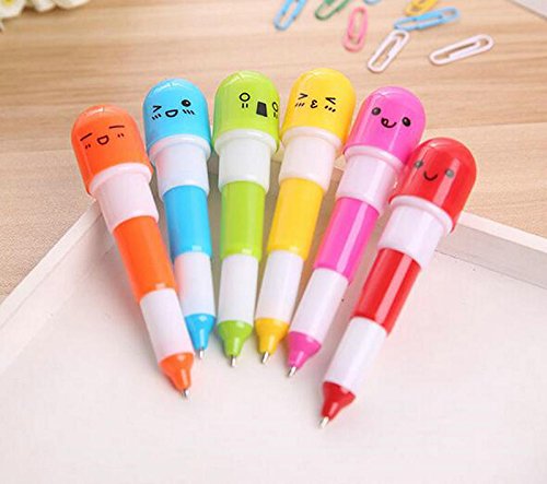 Demarkt 6 x Mini Retractable Bolígrafo de punta de bola en forma de Cápsula(Random Color)