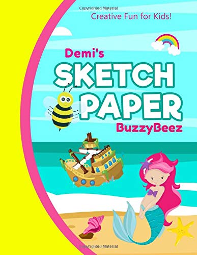 Demi: Mermaid Large Blank Primary Sketchbook Paper | Purple Yellow Magical Rainbow Personalized Letter D Initial Custom First Name Cover | Drawing ... Design & Imagine Art| Create & Learn to Draw