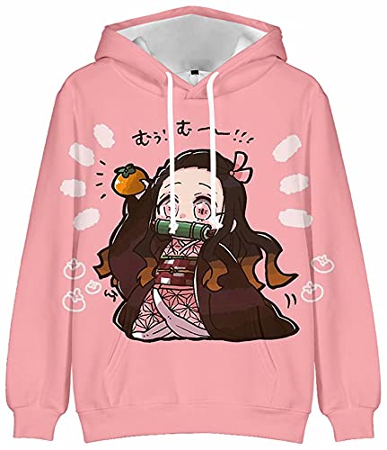 Demon Slayer Kimetsu no Yaiba Sudadera con capucha impresa 3D Kamado Tanjirou Nezuko Cosplay Traje Kawaii Casual Jumper, Demon Slayer09, XS