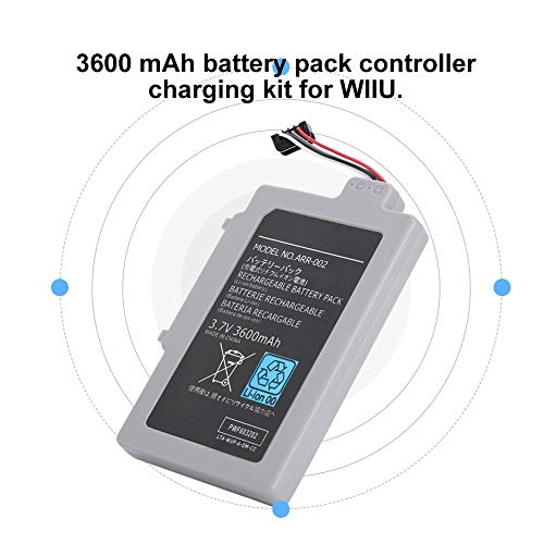 Denash Batería Gamepad para WIIU, Batería Compacta de Repuesto 3.7V 3600mAh Incorporada para el Controlador WIIU
