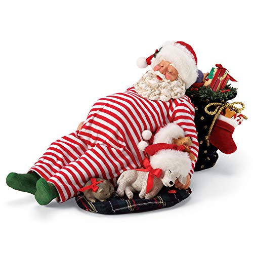 Department 56 - Figura de Papá Noel y sus mascotas con texto en inglés "Possible Dreams Santa and his Pets Cuddle Buddies Sroning", multicolor