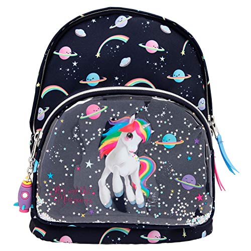 Depesche Ylvi & The Minimoomis Space 11169 - Mochila pequeña (27 x 21 x 3 cm, Correas Ajustables, Respaldo Acolchado, Espacioso Compartimento Principal, Ideal para la guardería)