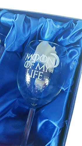 Derwent Laser Craft Juego de Tronos Inspirado en My Sun and Stars, Moon of My Life par de Copas de Vino