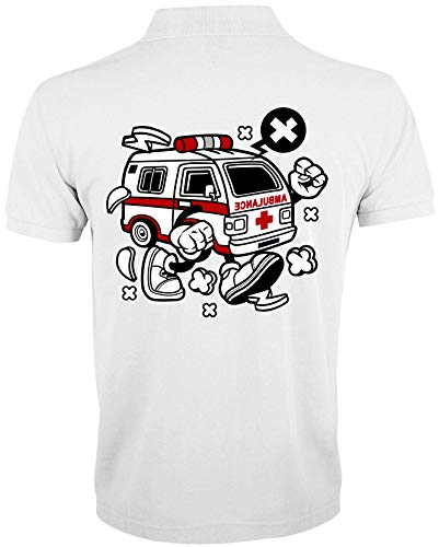 Desconocido Cartoon Styled Ambulance Emergency Call Funny Polo de Hombre XX-Large