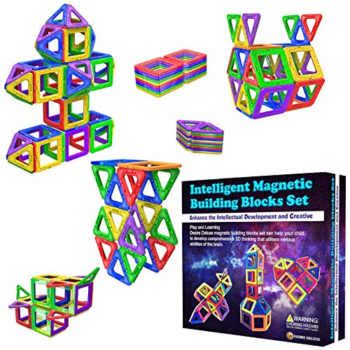 Desire Deluxe Bloques de Construcción Magnéticos Infantiles - Juego Creativo Educativo de 40 Piezas de Formas Geométricas con Imanes para Estimular la Imaginación Niños y Niñas
