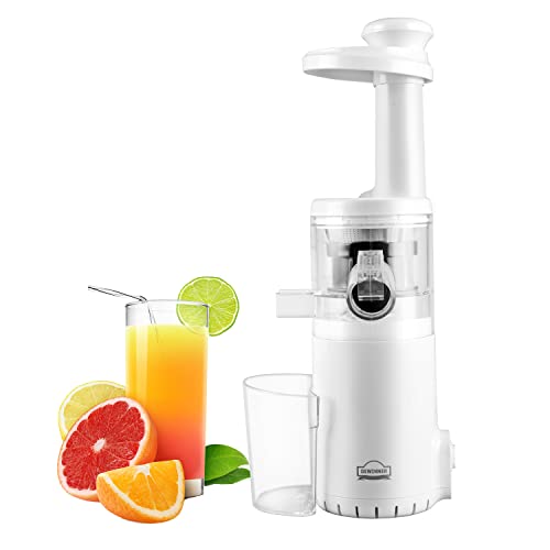 Dewinner Slow Juicer - Mini extractor de zumo, silencioso, prensado en frío, Machina, frutas y verduras, cepillo de limpieza, fácil de limpiar sin BPA