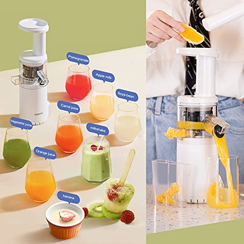 Dewinner Slow Juicer - Mini extractor de zumo, silencioso, prensado en frío, Machina, frutas y verduras, cepillo de limpieza, fácil de limpiar sin BPA