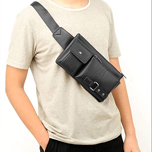 DFV mobile - Bag Fanny Pack Leather Waist Shoulder Bag for Ebook, Tablet and for Google Nexus 5 - Black