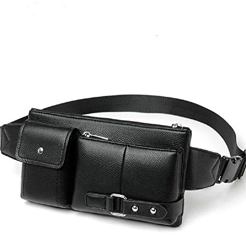 DFV mobile - Bag Fanny Pack Leather Waist Shoulder Bag for Ebook, Tablet and for Google Nexus 5 - Black