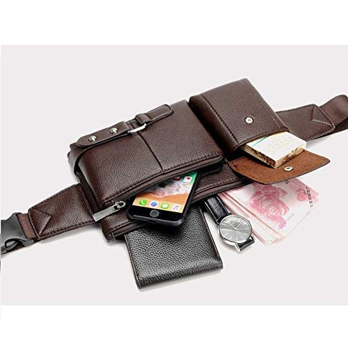 DFV mobile - Bag Fanny Pack Leather Waist Shoulder Bag for Ebook, Tablet and for Google Nexus 5 - Black
