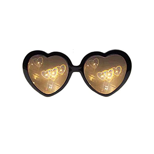 DGFgfgh Gafas de Efecto Especial 3D en Forma de corazón Lente de Gafas Grises de Dibujos Animados con Luces cambiantes a Forma de corazón Efecto Especial Color Opcional Gran Regalo A