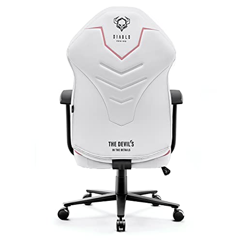 Diablo X-Gamer 2.0 Silla Gaming Gamer de Oficina Tela Diseño Ergonómico Cojín Lumbar Apoyabrazos Cómodos (Rosa-Blanco)