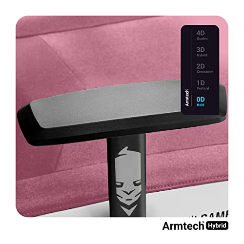 Diablo X-Gamer 2.0 Silla Gaming Gamer de Oficina Tela Diseño Ergonómico Cojín Lumbar Apoyabrazos Cómodos (Rosa-Blanco)