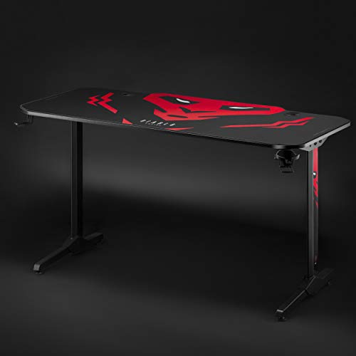 Diablo X-Mate 1400 Mesa para Gaming Escritorio para Computadora Ergonómico Carbono Gancho para Auriculares Portabebidas (140 x 76 x 66 cm)