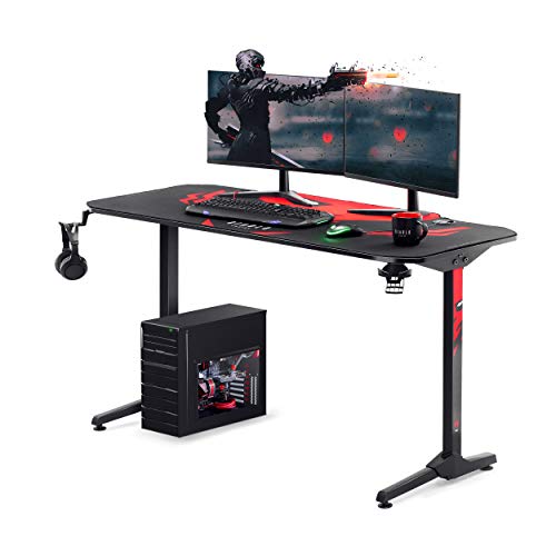 Diablo X-Mate 1400 Mesa para Gaming Escritorio para Computadora Ergonómico Carbono Gancho para Auriculares Portabebidas (140 x 76 x 66 cm)