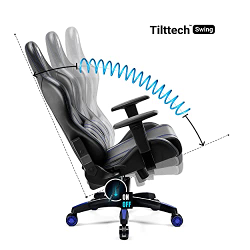 Diablo X-One 2.0 Silla Gaming Gamer Oficina Sillon de Ordenador Reposabrazos Ajustables Cuello/Cojín Lumbar Diseño Ergonómico Azul Normal (L)