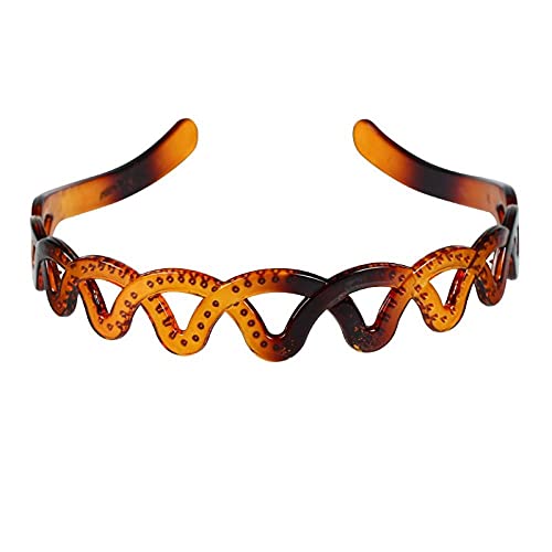 Diadema Mujer Wave Antideslizante Para Mujer Banda De Mujer Cara De Cara Ancho De La Cara Diadema Coreana Material De Pc Hollow Hebilla De Cabeza Retro-Color Café