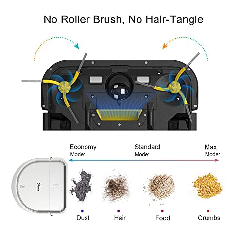 Dibea Robot aspirador con función de fregado, navegación inteligente, aspiradora plana 2 en 1, gran fuerza de succión, autocargable, ideal para suelos duros D500-A Plus.