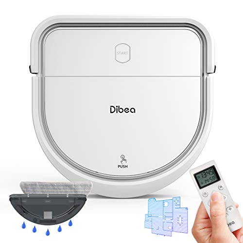 Dibea Robot aspirador con función de fregado, navegación inteligente, aspiradora plana 2 en 1, gran fuerza de succión, autocargable, ideal para suelos duros D500-A Plus.