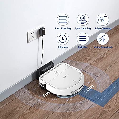 Dibea Robot aspirador con función de fregado, navegación inteligente, aspiradora plana 2 en 1, gran fuerza de succión, autocargable, ideal para suelos duros D500-A Plus.