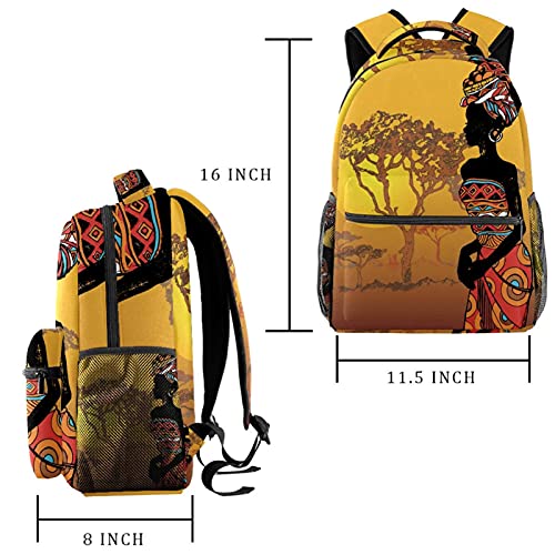 Dibujado A Mano Hermosa Mujer Negra Daypack Mochila Casual para Niños Y Niñas Mochila Escolar Adecuada para La Escuela Primaria,Secundar