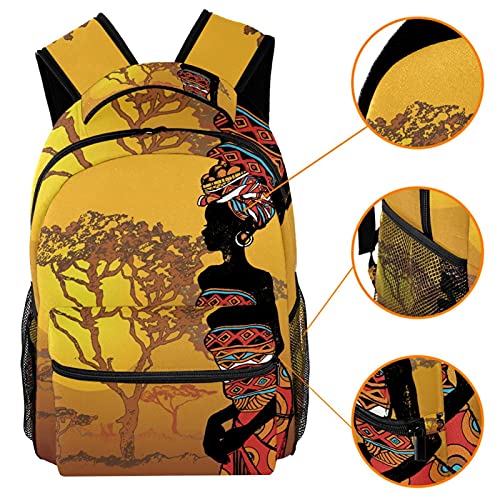 Dibujado A Mano Hermosa Mujer Negra Daypack Mochila Casual para Niños Y Niñas Mochila Escolar Adecuada para La Escuela Primaria,Secundar