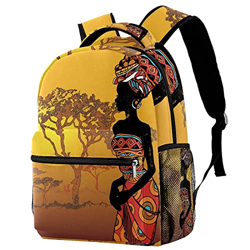 Dibujado A Mano Hermosa Mujer Negra Daypack Mochila Casual para Niños Y Niñas Mochila Escolar Adecuada para La Escuela Primaria,Secundar