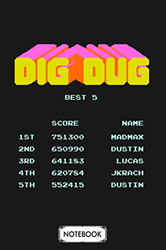 Dig Dug High Score Notebook: Planner, Diary, Lined College Ruled Paper, 6x9 120 Pages, Matte Finish Cover, Journal