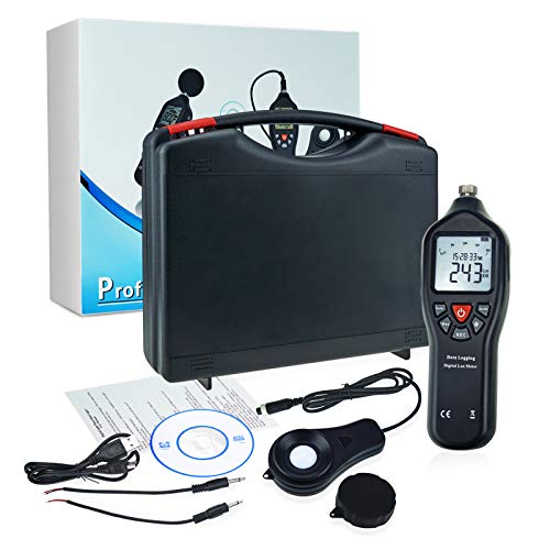 Digital Light Lux Meter avec enregistrement de données Fonction Plage de mesure 0 à 200 000 Lux Auto Ranging Instrument Détecteurs amovibles utilisés dans la maison, pollution lumineuse à l'extérieur,