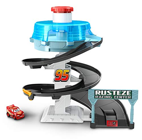 Dinsey Cars Pista de coches de juguete Espiral de carreras con coche Rayo Mcqueen (Mattel FYN86)