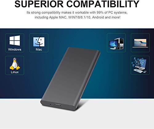Disco duro externo de 2 TB, disco duro externo ultrafino USB 3.1/Type-C Almacenamiento HDD portátil para PC, Mac, ordenador de sobremesa, portátil (2 TB, azul)