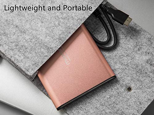 Disco duro externo Portátil 250GB - 2.5" USB 3.0 Ultrafino Diseño Metálico HDD para Mac, PC, Laptop, Ordenador, Smart TV, Chromebook - Rose Pink