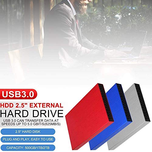 Disco Duro Externo portátil de 2TB - Disco Duro Externo USB 3.0 de Almacenamiento en Disco Duro Externo para PC, Mac, computadora portátil (2TB, Silver)
