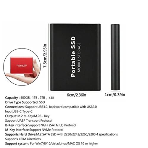 Disco Duro Externo portátil SSD 4TB 6TB 8TB 12TB 16TB Tipo-C Disco Duro Externo USB 3.1 540 M/S para Windows 10, 8, 7, XP/Mac, Android,1TB,Gold