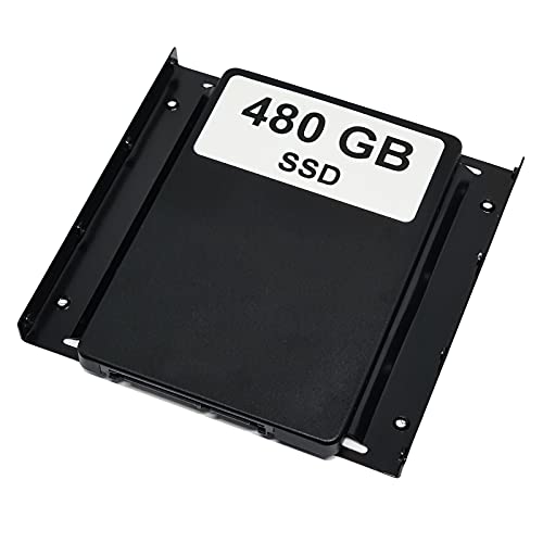 Disco duro SSD de 480 GB con marco de montaje (2,5" a 3,5") compatible con placa base MSI B350M Mortar Arctic, incluye tornillos y cable SATA.