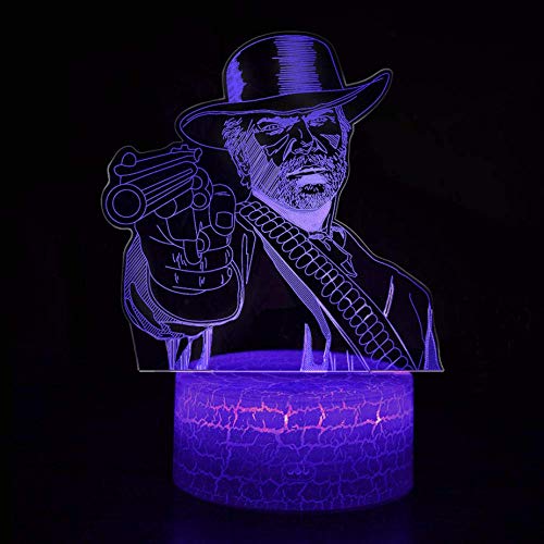 Diseño Creativo Juego De Luz Nocturna 3D Red Dead Redemption 2 Arthur Morgan Nightlight Luz Led Lámpara De Proyección De Luz De Sueño Toque Remoto 7 Cambio De Color Regalos Para Niños