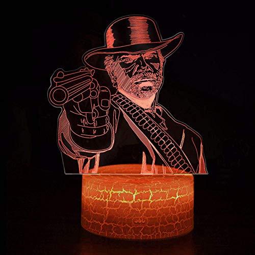 Diseño Creativo Juego De Luz Nocturna 3D Red Dead Redemption 2 Arthur Morgan Nightlight Luz Led Lámpara De Proyección De Luz De Sueño Toque Remoto 7 Cambio De Color Regalos Para Niños