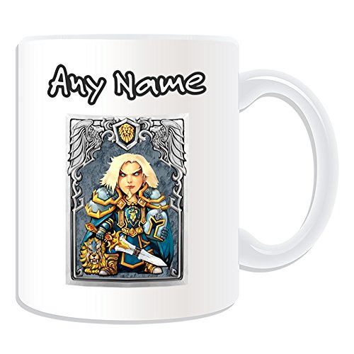 Diseño de taza de regalo – Paladin humana (mmorpg personalizado Tema, Blanco) – Cualquier Nombre/Mensaje en tu Unique – Juego de RPG en línea WOW de Blizzard World of Warcraft Alliance Horde Burning Crusade Wrath Lich King Cataclysm Nieblas World of Warcr