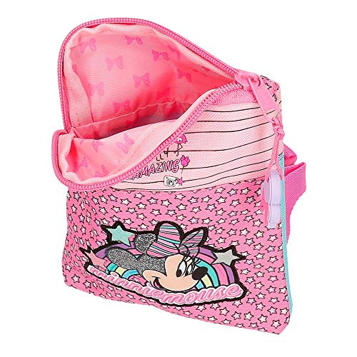 Disney Minnie Pink Vibes Bandolera Plana Rosa 13x16,5x1,5 cms Poliéster