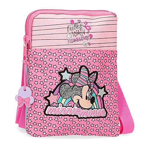 Disney Minnie Pink Vibes Bandolera Plana Rosa 13x16,5x1,5 cms Poliéster