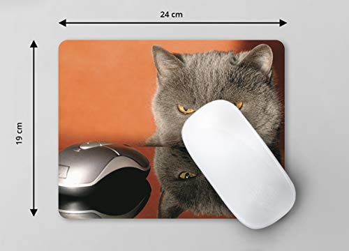 Divertida alfombrilla para ratón con diseño de gato y ratón, de caucho especial extremadamente resistente con base adhesiva para un agarre óptimo, compatible con todos los tipos de ratón.