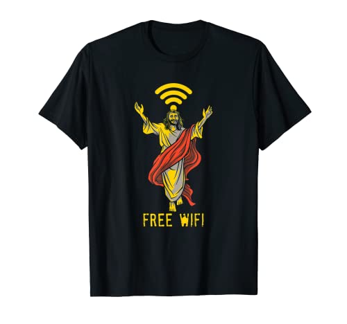Divertido Gratis Wi Fu Jesucristo Programador de Internet Computadora Camiseta