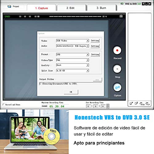 DIWUER Convertidor de Capturadora de Audio Video USB2.0, DVD VHS VCR Grabber Digital Grabador para Mac Windows 7 8 10, VHS a Digital DVD y Edite Video