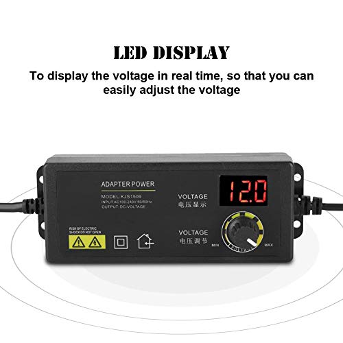 Diyeeni Adaptador de Fuente de Alimentación EU 100-240V,60W 5A 3-12V Voltaje Ajustable Motor Velocidad Control Regulable