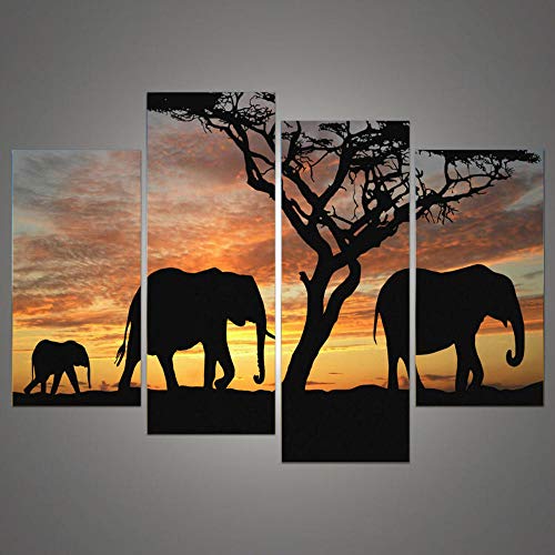 Dlfalg Inicio Art_Dusk Noche Resplandor Imagen De Grupo Decoración Pintura Hotel Salón Lienzo Pintura 4 Piezas Sin Marco 30 * 50Cm * 2 + 30 * 70Cm * 2