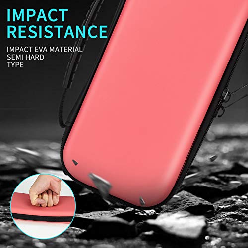 DLseego Funda de Transporte para Switch Lite, Funda Portátil de Diseño Más Nuevo Kit de Accesorios con Funda con Purpurina, 2 Protectores de Pantalla y 4 Tapas de Agarre para Pulgar, Rosa